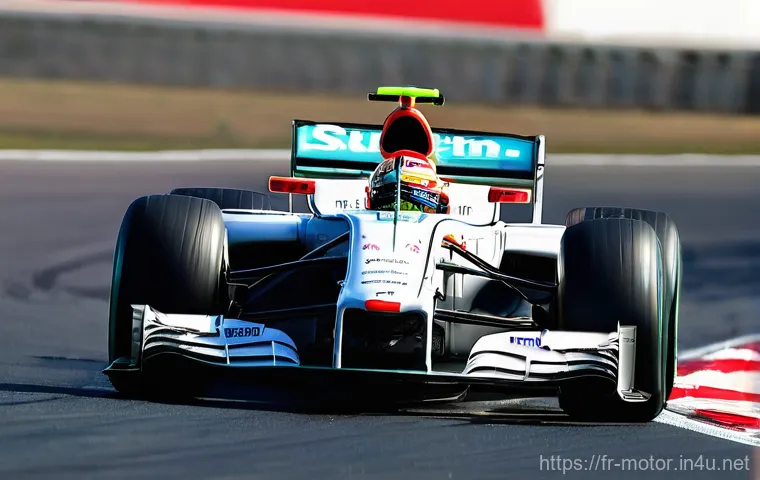 F1 머신의 코너링 기술 분석 - **Prompt:** A high-octane Formula 1 car intensely braking into a sharp, iconic corner on a sun-drenc... F1 머신의 코너링 기술 분석 - **Prompt:** A high-octane Formula 1 car intensely braking into a sharp, iconic corner on a sun-drenc...